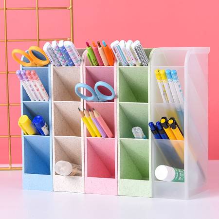 筆筒創(chuàng)意時(shí)尚收納盒桌面擺件簡約辦公用品筆桶文具收納辦公桌收納盒化妝刷收納筒筆盒大木質(zhì)大容量多功能